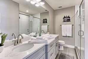 Shower, towels, soap, toilet paper - New Owner Special! Spacious and Quiet - Firepit - Pets Allowed (Denver)