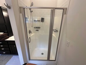 Hair dryer, bidet, towels, soap