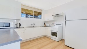 Fridge, microwave, oven, dishwasher