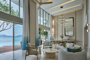 Villa, 3 Bedrooms, Beachfront | Living area | 55-inch TV with digital channels - Veranda Resort Phuket, Autograph Collection (Wichit)