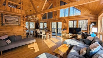 Smart TV, fireplace, foosball, table tennis