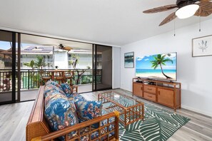 Apartamento, 1 cama de matrimonio grande con sofá cama (Kona Alii#211) | Zona de estar