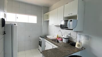 Apartment | Private kitchen | Fridge, microwave, oven, cookware/dishes/utensils