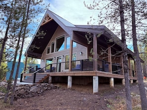 Exterior - Newly built Porchside Forest Getaway 4-bedroom 3-bath cabin WiFi, AC. (Island Park)