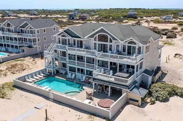 Exterior - C9703 12 BR 4X4 Oceanfront Luxury Retreat in Carova, Private Pool & Hot Tub  - Prices Reduced!! (Carova Beach)