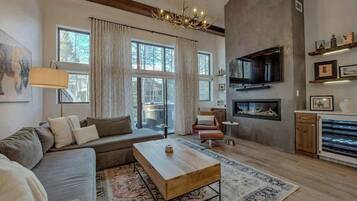 Télévision, cheminée, jeux vidéo, espaces bureaux