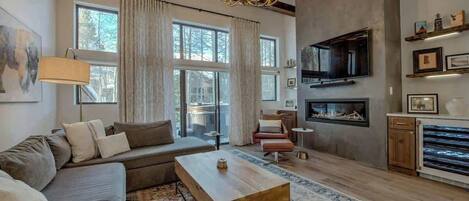 TV, fireplace, video games, offices