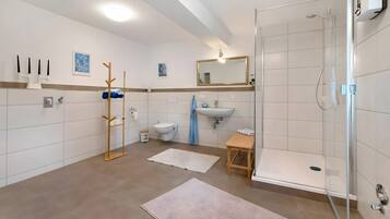 Dusche, Haartrockner, Handtücher