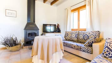 Télévision, cheminée, lecteur de DVD, chaßne hi-fi