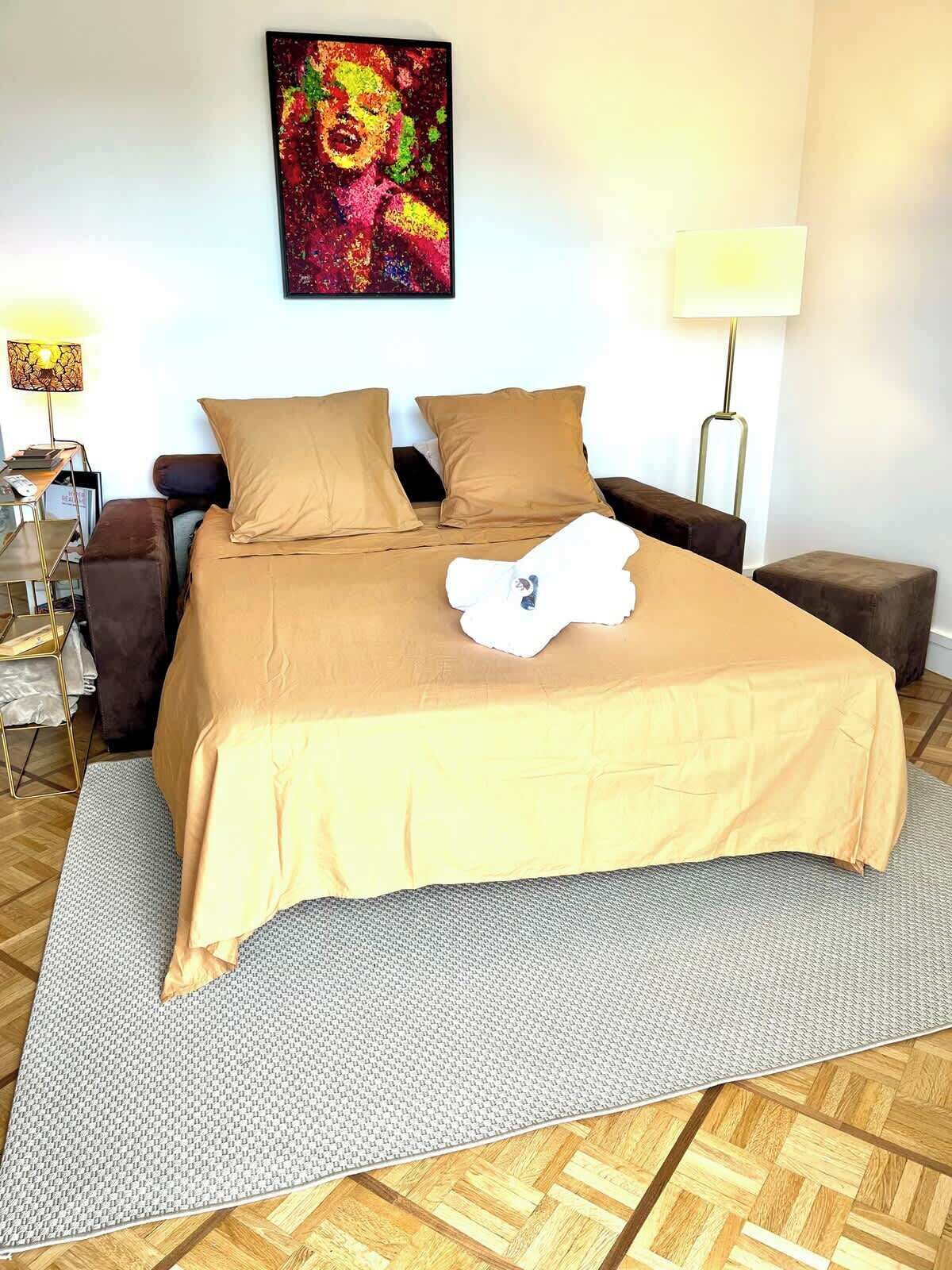 Iron/ironing board, WiFi, bed sheets