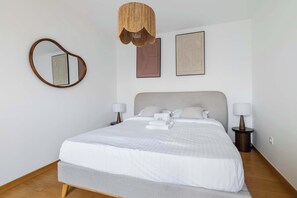 1 bedroom, desk, iron/ironing board, bed sheets