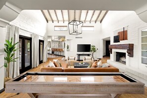 TV, fireplace, offices