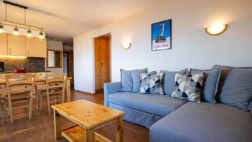 Smart TV, fireplace, DVD player