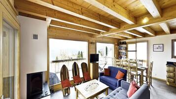 Smart TV, chimenea y reproductor de DVD