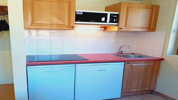 Kühlschrank, Mikrowelle, Herdplatte, Geschirrspüler