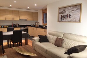 Smart TV, fireplace, DVD player