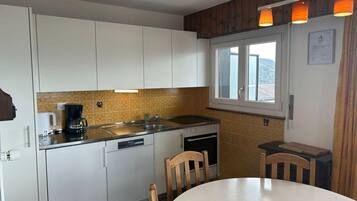 Coffee/tea maker, fridge, oven, stovetop