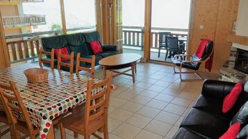 TV connectée, cheminée, lecteur de DVD