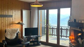 Fernseher, Kamin, DVD-Player