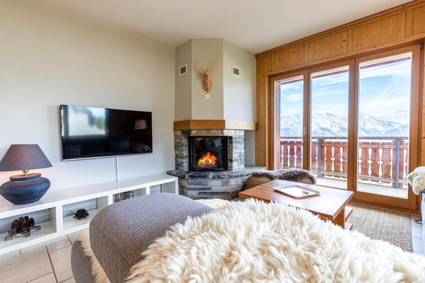 Smart TV, fireplace, DVD player