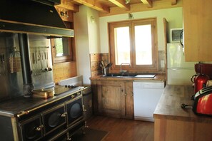 Fridge, microwave, oven, stovetop - Apartment with 4 rooms and terrace (Châtel)