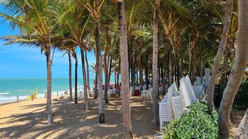 Beach nearby, sun-loungers