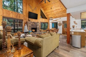 TV, fireplace, table football, offices