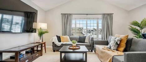 TV, fireplace, offices