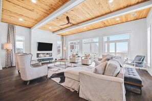 TV, video games, foosball, offices - Gulf-front luxury with infinity pool, direct beach access, game room, & elevator (Panama City Beach)