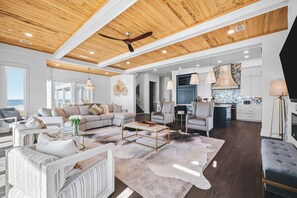 TV, fireplace, video games, table football - Gulf-front luxury with infinity pool, direct beach access, game room, & elevator (Panama City Beach)