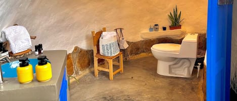 Chambre exclusive double ou avec lits jumeaux, vue sur la montagne | Salle de bain | Serviettes fournies, savon, shampooing, papier de toilette