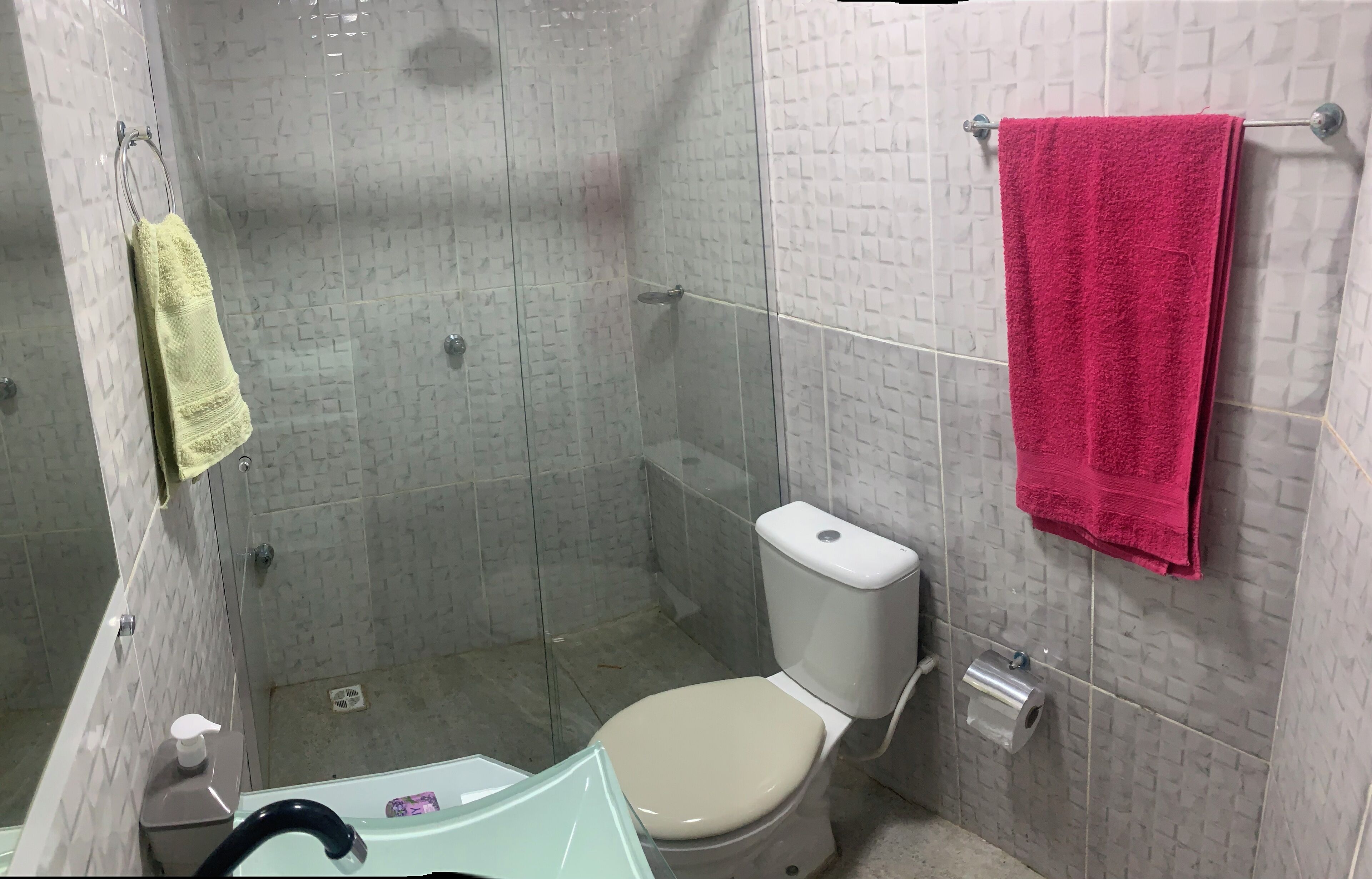 Dusche, Handtücher, Seife, Toilettenpapier