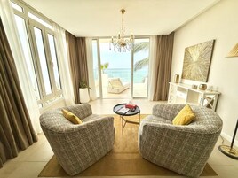 Junior Suite, Beach View | Premium bedding, down comforters, minibar, in-room safe