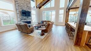 TV, fireplace