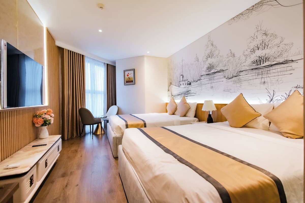 Premium Quadruple Room, Multiple Beds, Beach View, Sea Facing | 1 bedroom, premium bedding, down comforters, Tempur-Pedic beds