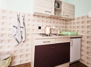 Fridge, stovetop, cookware/dishes/utensils - Apartments Željka - Studio Apartment with Terrace with Sea View (Orebic)