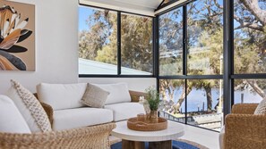 TV, stereo - Pelicans Retreat - Luxury Riverside Escape with Private Jetty (North Yunderup)