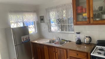 Frigorífico, placa de cocina, hervidor eléctrico y licuadora