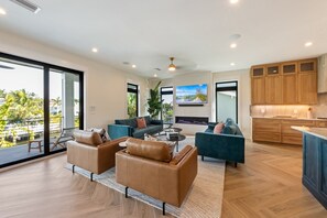 Smart-TV, Kamin, Tischfußball, Stereoanlage