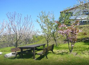 Outdoor dining - Double Room '3' with Mountain Views, Private Garden and Wi-Fi (Deba)