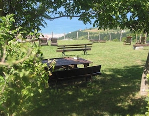 Outdoor dining - Apartment 'Andutz' with Mountain Views, Private Garden and Wi-Fi (Deba)