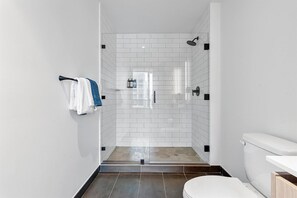 Douche, séchoir à cheveux, serviettes fournies