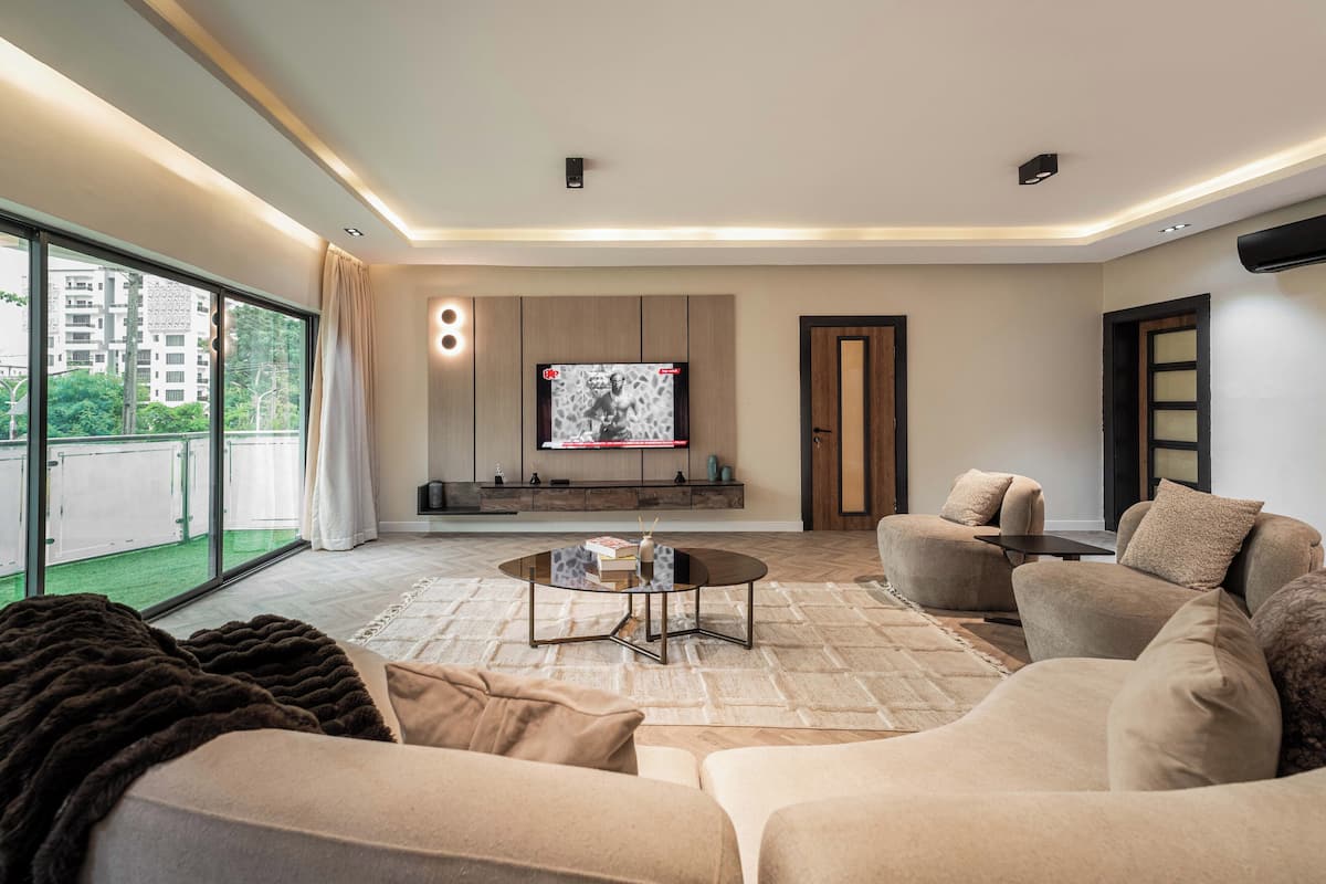 Superior Apartment, 3 Bedrooms, Balcony | Living area | 50-inch Smart TV with cable channels