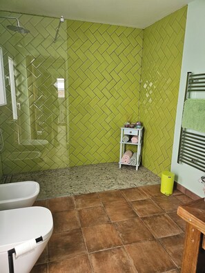 Sèche-cheveux, bidet, serviettes fournies, papier toilette