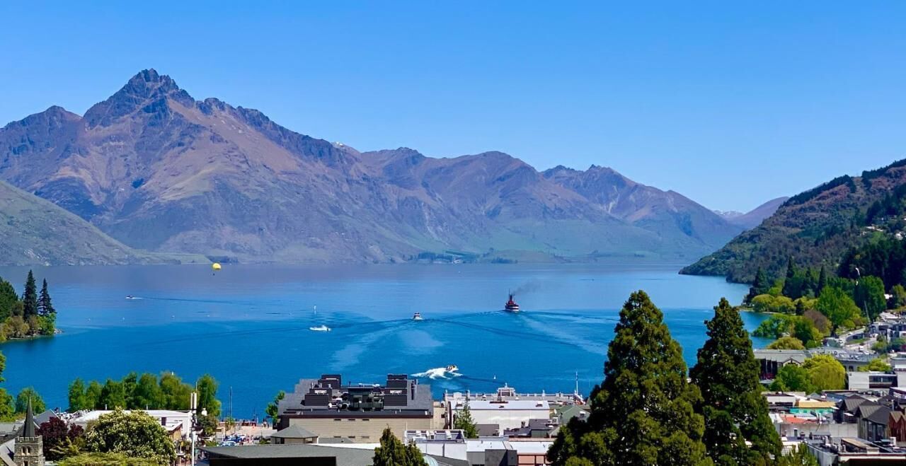 Gorgeous lake and mountain views from the upstairs balcony