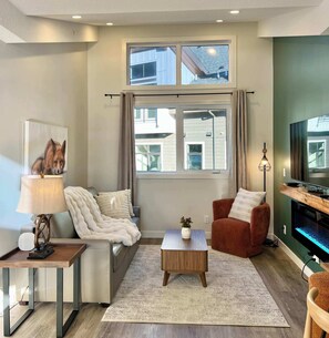 TV, fireplace, offices