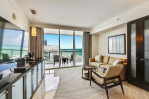 Studio, 1 King Bed with Sofa bed, Balcony, Ocean View | Living area - Residences at Fontainebleau Miami (Miami Beach)