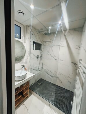 Regadera, amenidades de baño ecológicas, secadora de cabello, toallas 