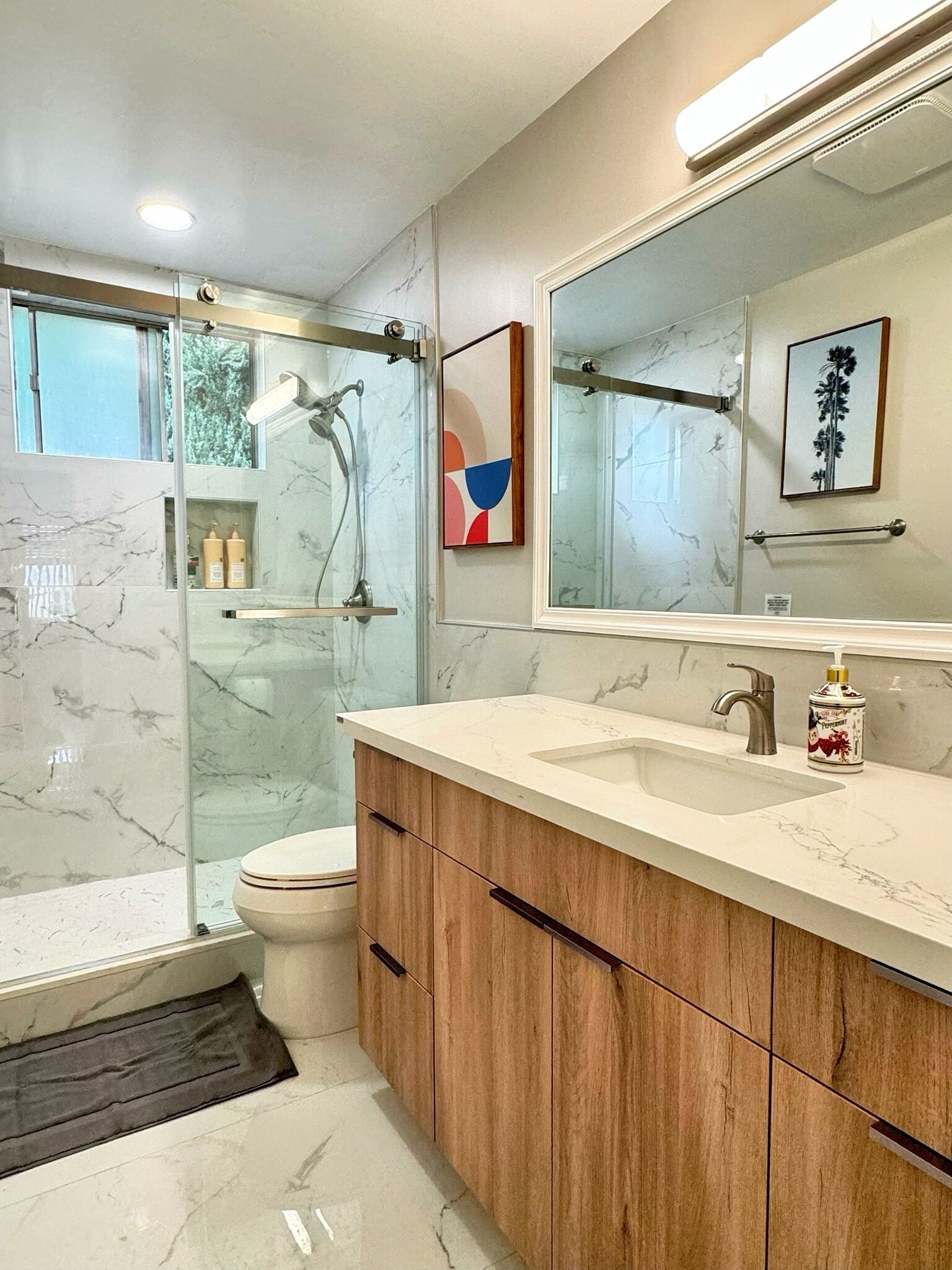 Hair dryer, bidet, towels, soap