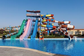 A water park with multiple slides and a pool. - SUNRISE Solara Aqua park Resort (Hurghada)